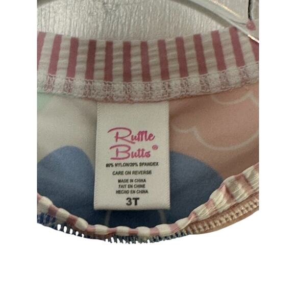Ruffle Butts Long Sleeve Floral & Stripe Swim Shirt Toddler Girl's Size 3T - Picture 3 of 7